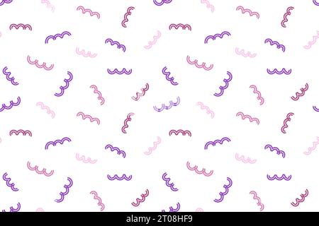 Naive cute squiggle seamless pattern. Creative pink and purple abstract doodle style drawing print for children. trendy design with basic shapes. Crea Stock Vector