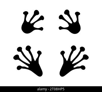 Frog, toad or lizard paw footprint. Silhouette, contour. Black vector ...