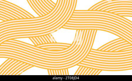Yellow noodle texture. Abstract asian ramen ornament with wave lines. Stock Vector