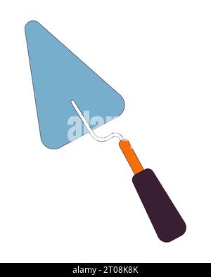 Construction tool trowel 2D linear cartoon object Stock Vector