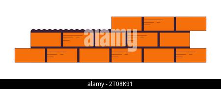 Unfinished bricks wall 2D linear cartoon object Stock Vector