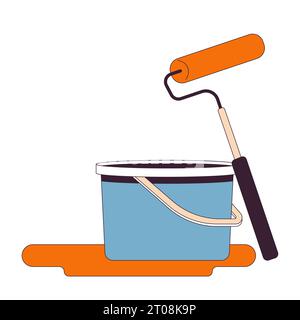 Home painting tools 2D linear cartoon object Stock Vector