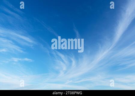 White Veil Clouds In The Blue Sky. Stock Photo