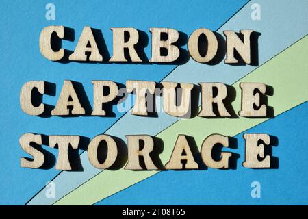 Storage Word Lettering Carbon Capture Storage, words in wooden alphabet letters isolated on ...
