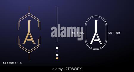 IA monogram letters logo company branding of initial letters minimal styles for advertisement material, collage print, ads campaign marketing Stock Vector