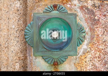 Close-up of a victorian door bell button - John Gollop Stock Photo