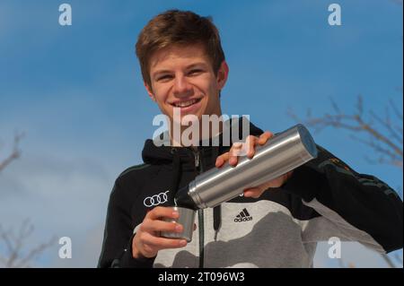 Andreas Wellinger Privataufnahmen in Val di Fiemme, Italien am 27.02.2013 Stock Photo