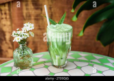 Iced Green Tea Cup With Green Straw On White Background Stock Photo,  Picture and Royalty Free Image. Image 87545378.