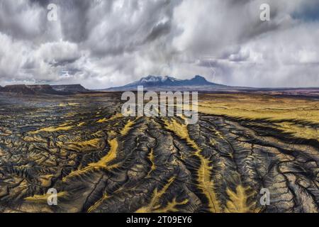 Amazing Drone View Of Factory Butte Summit Located In Sandstone Terrain 