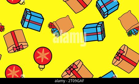 Watercolor vector seamless pattern with Christmas decorations. Stock Vector