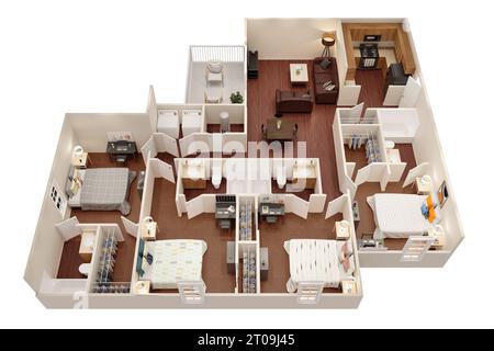 3D floor plan 3d modelling render concept . Stock Photo