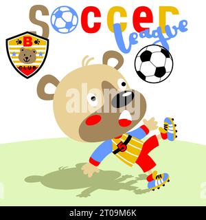 Little bear playing soccer, soccer Stock Vector