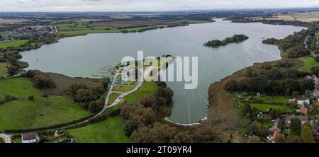 Aerial View Of Hornsea Mere Pano Stock Photo