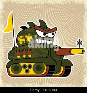 Robot tank cartoon with gun, vector illustration Stock Vector