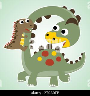two funny dinosaurs, vector cartoon illustration Stock Vector