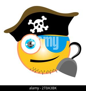 vector cartoon of pirate emoji Stock Vector