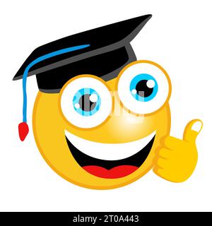 vector cartoon of scholar emoticon with thumbs up Stock Vector