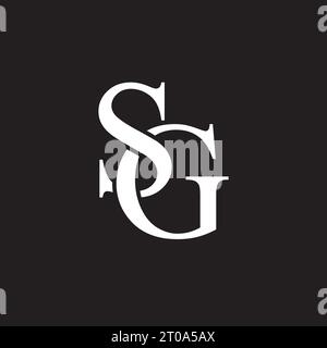 SG or GS letter logo concept isolated on black background Stock Vector