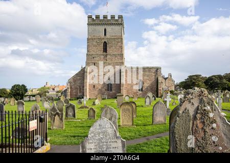 St Aidan's church in Bamburgh, Northumberland, UK on 25 September 2023 Stock Photo