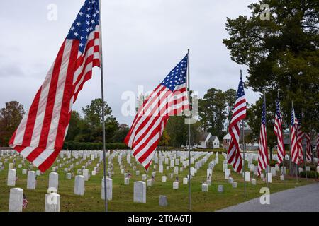 The New Bern National Cemetery located in New Bern, North Carolina. Stock Photo