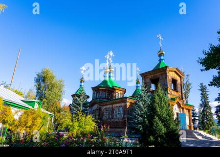 Kyrgyzstan - Karakol - the Russian Orthodox Holy Trinity Cathedral Stock Photo