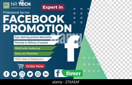 Modern facebook promotion web banner for social media. Elegant sale and discount promo backgrounds for digital marketing. Fiverr facebook promotion. Stock Vector