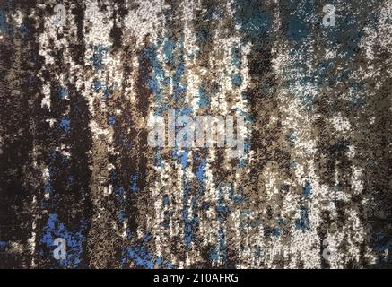 Random abstract carpet rug texture in shades of black blue, grey, and white. Stock Photo
