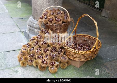 Sweet Chestnuts - for sale in Spain Stock Photo