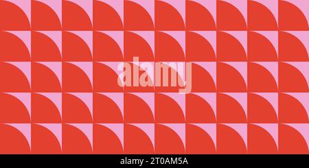 Red and pink geometric seamless pattern with curved triangles, vector illustration Stock Vector