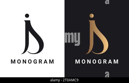 Luxury Initial JA For AJ Monogram Text Letter Logo Design Stock Vector
