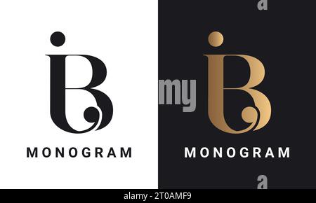 Luxury Initial JB For BJ Monogram Text Letter Logo Design Stock Vector