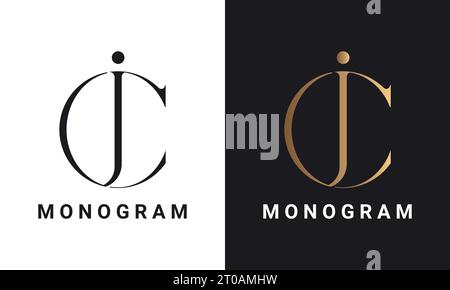 Luxury Initial JC For CJ Monogram Text Letter Logo Design Stock Vector