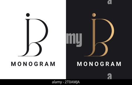 Luxury Initial JB For BJ Monogram Text Letter Logo Design Stock Vector
