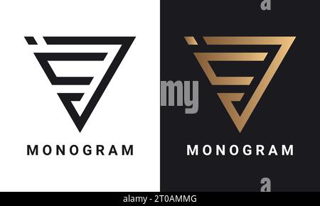 Luxury Initial JC For CJ Monogram Text Letter Logo Design Stock Vector