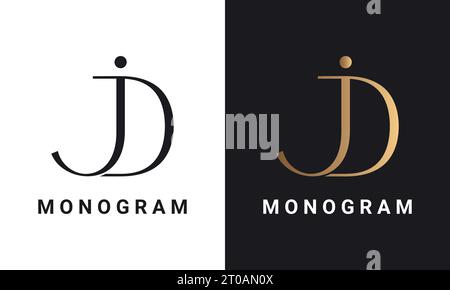 Luxury Initial JD For DJ Monogram Text Letter Logo Design Stock Vector