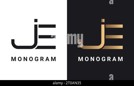 Luxury Initial JE For EJ Monogram Text Letter Logo Design Stock Vector