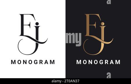 Luxury Initial JE For EJ Monogram Text Letter Logo Design Stock Vector