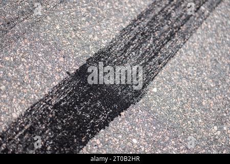 Burnout tire marks on asphalt Stock Photo