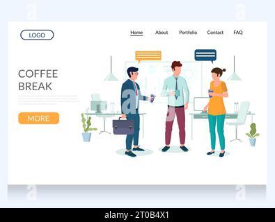 Coffee break vector website landing page design template Stock Vector