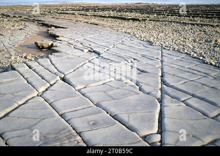 Rock Formation at Lavenock Point Beach near Penarth South Wales UK Stock Photo