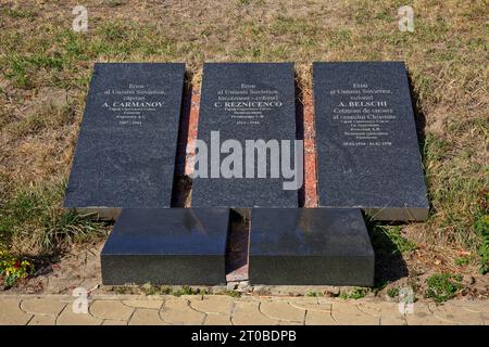 The graves of Soviet heroes who died during the Second Jassy-Kishinev Offensive (1944) at the Eternity Memorial Complex  in Chisinau, Moldova Stock Photo