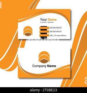 Orange Color Minimalist Business Card Design Template Stock Vector