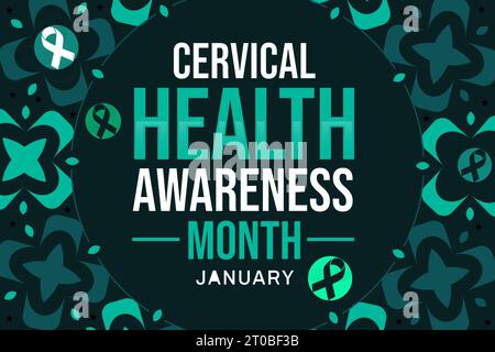 Cervical Health Awareness Month background design with ribbon and typography in the center. January is cervical health awareness month, backdrop Stock Photo