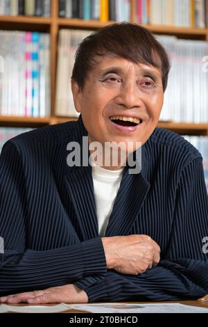 Japanese renowned architect Tadao Ando attends an interview in