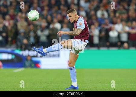 Lucas Digne of Aston Villa passes the ball during the Premier League ...