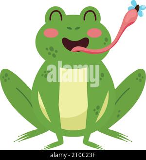 frog eating fly isolated Stock Vector Image & Art - Alamy