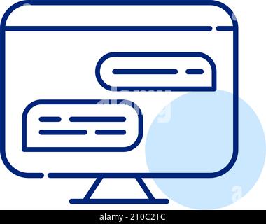 Online forum chat on desktop computer. Pixel perfect icon Stock Vector