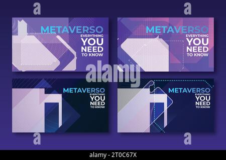 vertical horizontal youtube thumbnail abstract neon futuristic technology metaverse concept design template Stock Vector