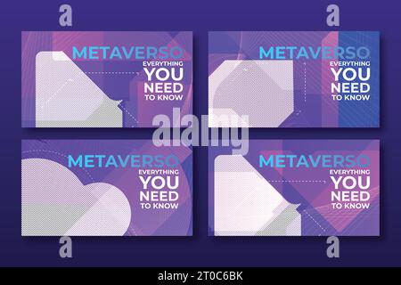 horizontal vertical abstract neon light futuristic technology metaverse concept youtube thumbnail design Stock Vector