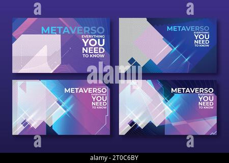 futuristic technology neon abstract light metaverse concept youtube thumbnail design Stock Vector